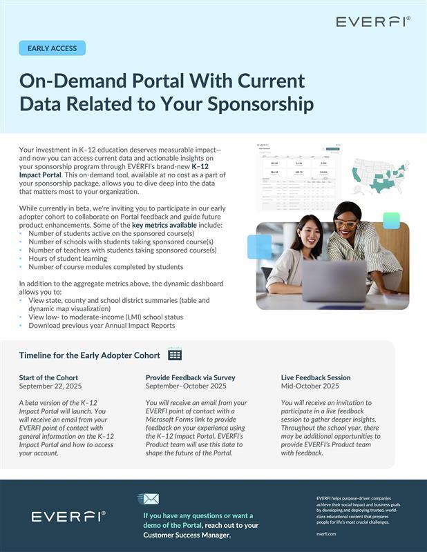 K–12 Impact Portal One-Pager for September Cohort
